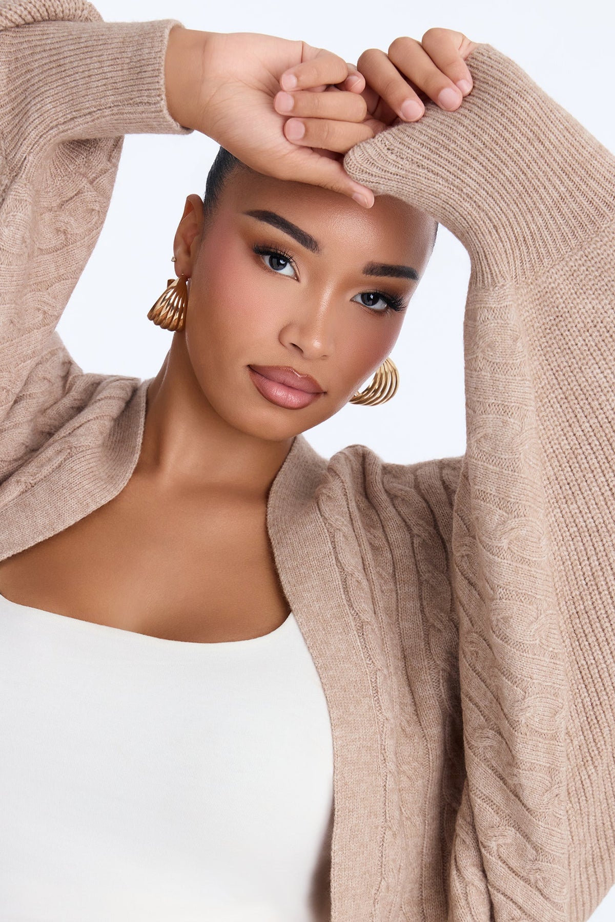 Windy Mood Open Front Cardigan - Taupe