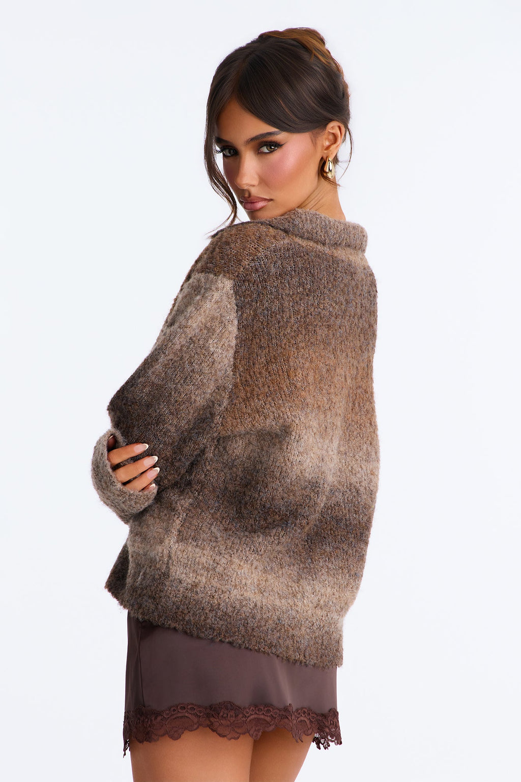 Glowing Warmth Ombre Pullover Sweater - Brown/combo