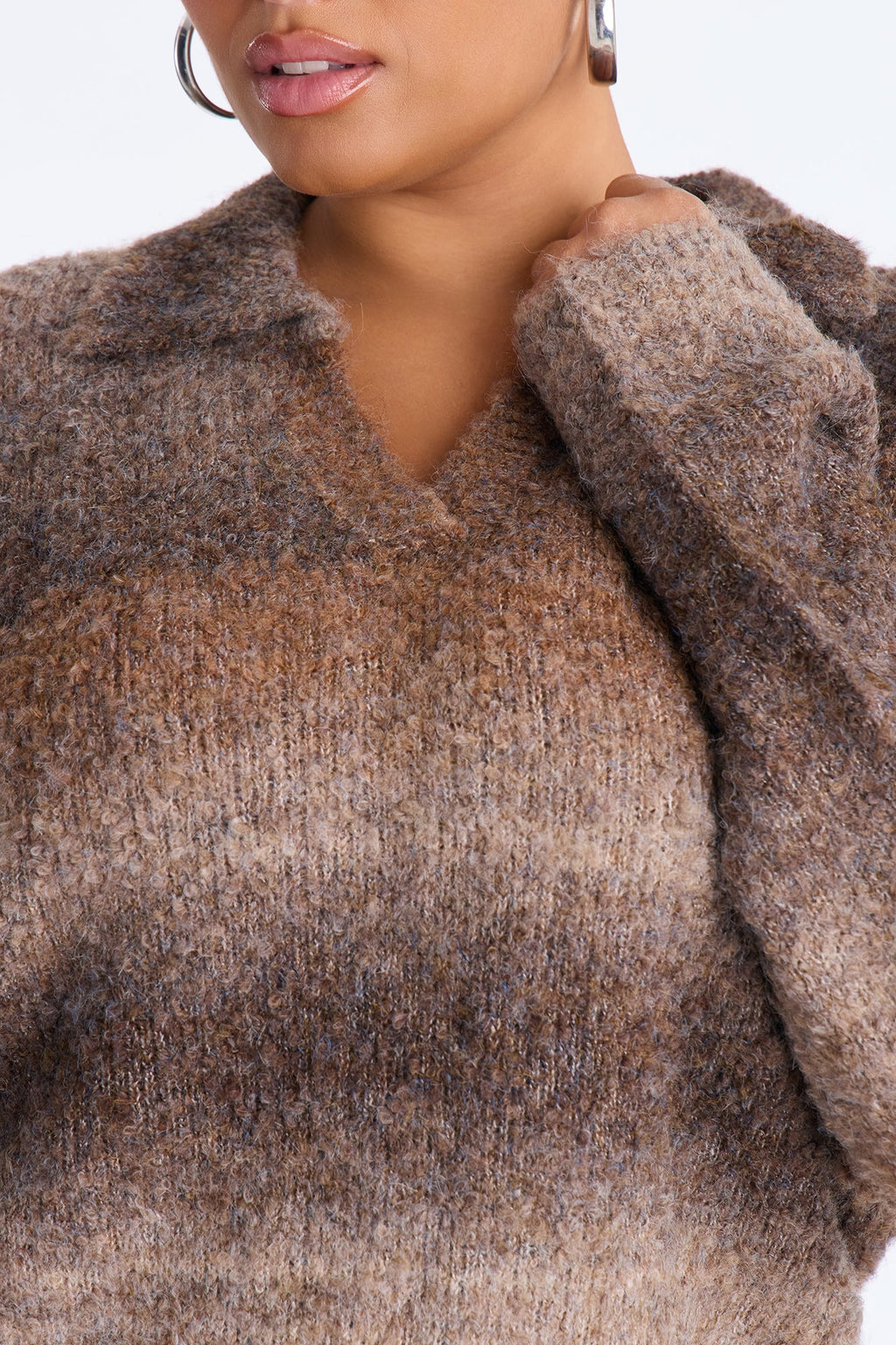 Glowing Warmth Ombre Pullover Sweater - Brown/combo
