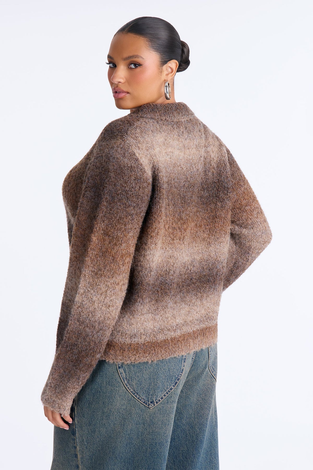 Glowing Warmth Ombre Pullover Sweater - Brown/combo