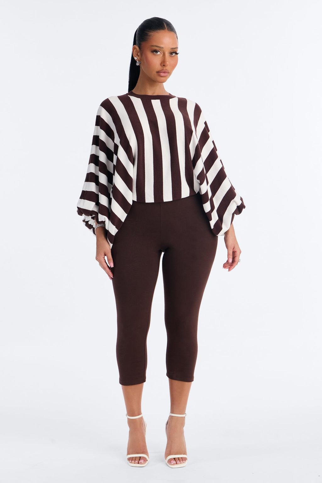 Hidden Passion Striped Pullover Sweater - Brown/combo