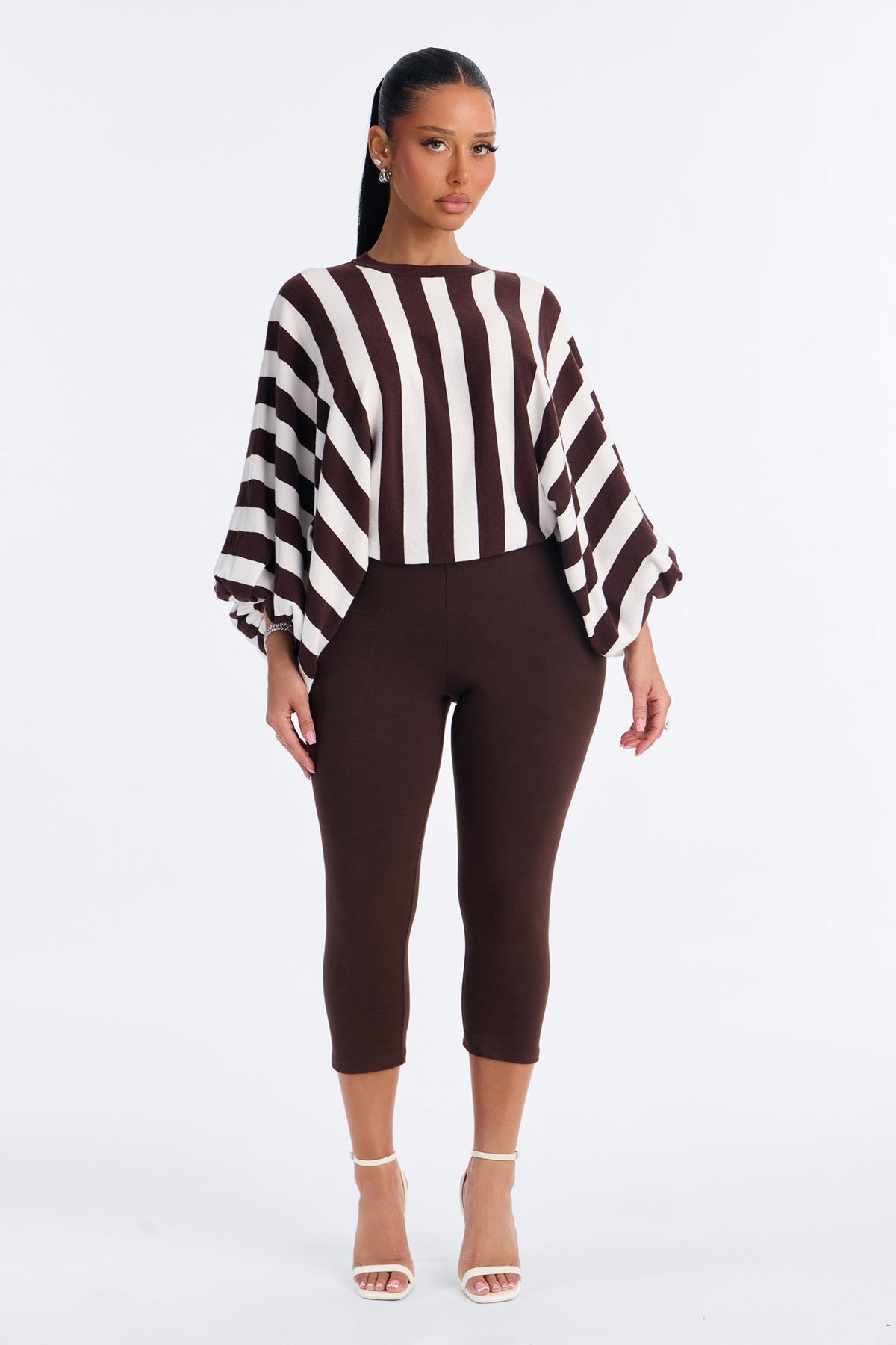 Hidden Passion Striped Pullover Sweater - Brown/combo