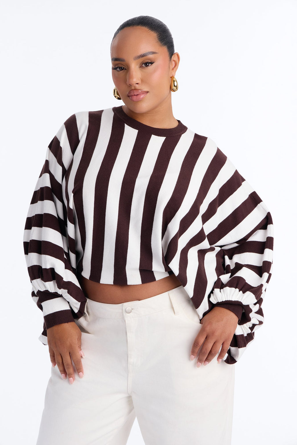 Hidden Passion Striped Pullover Sweater - Brown/combo