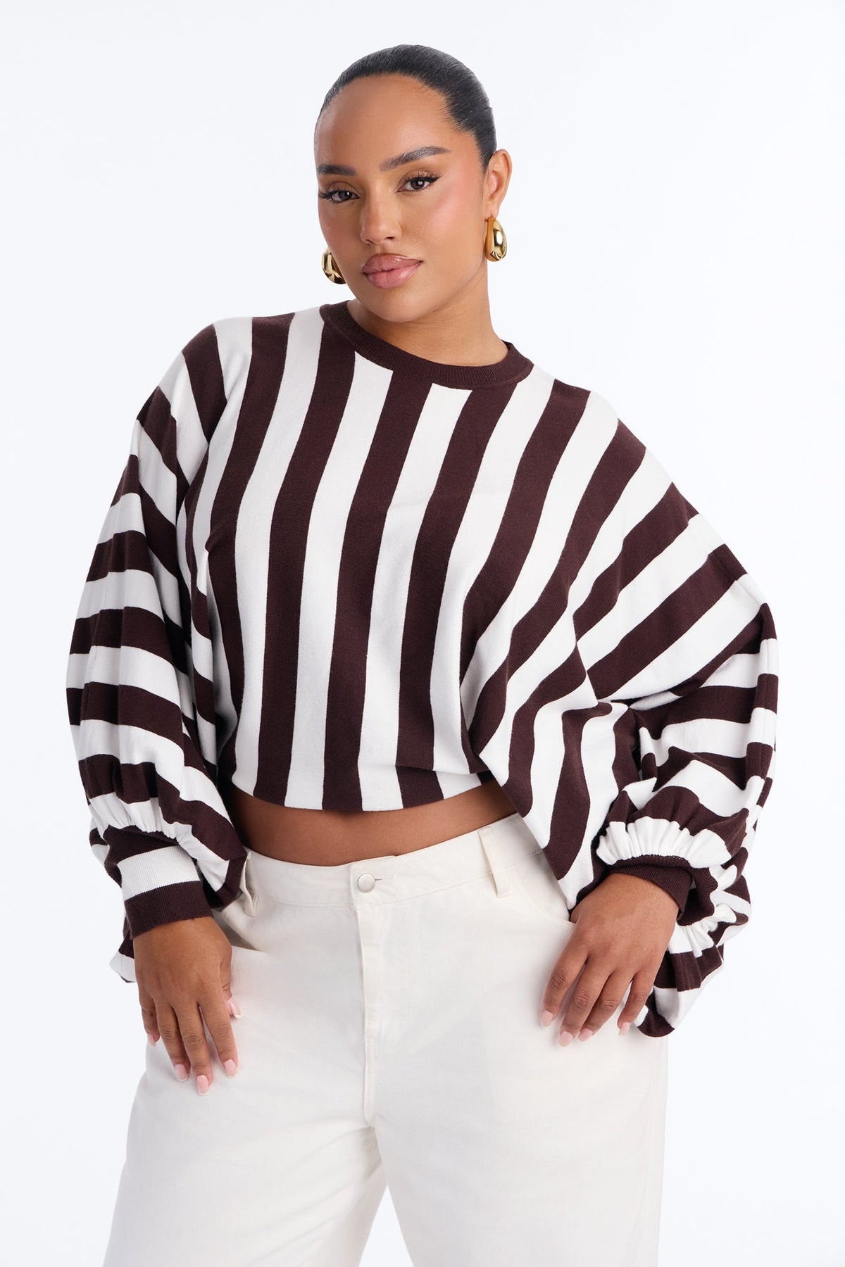 Hidden Passion Striped Pullover Sweater - Brown/combo