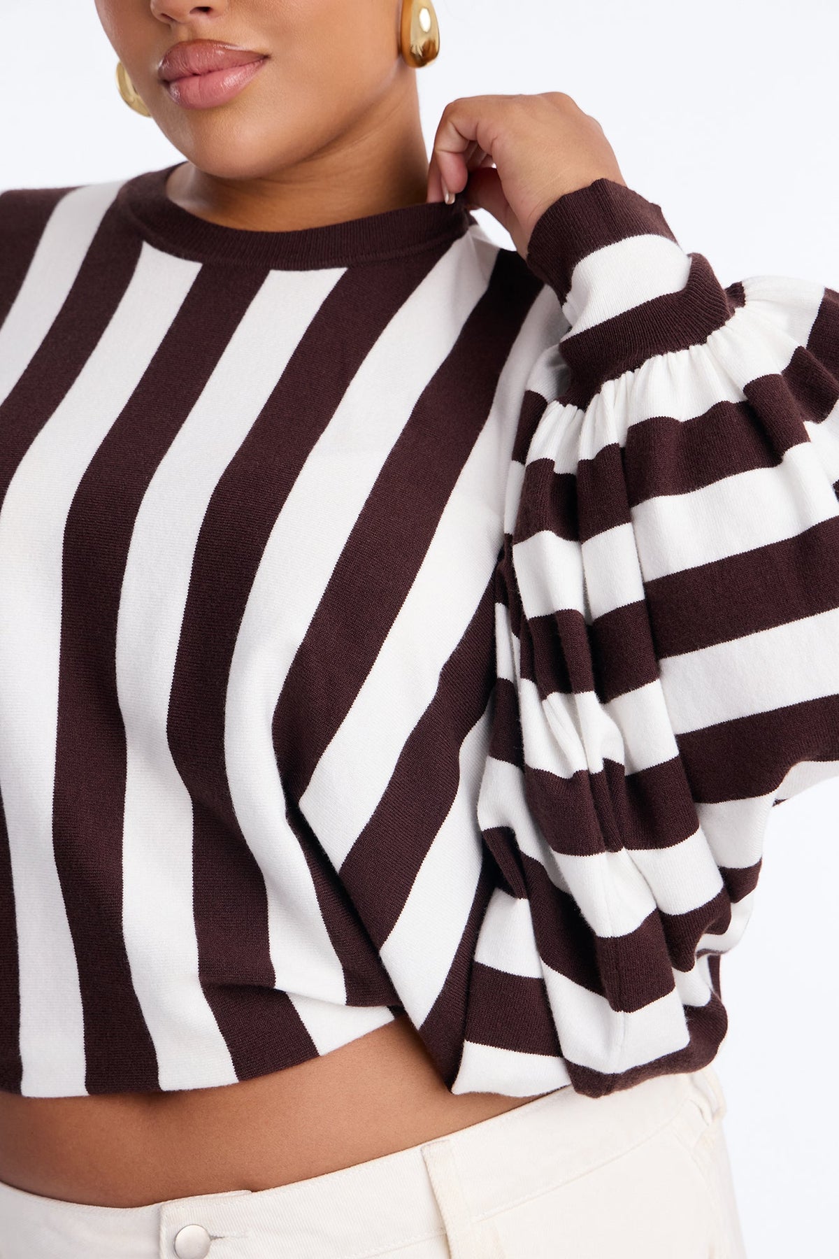 Hidden Passion Striped Pullover Sweater - Brown/combo