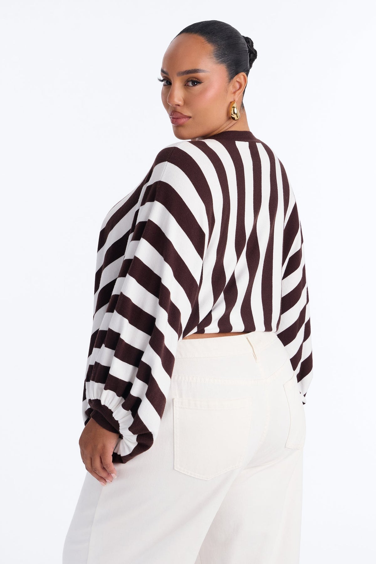 Hidden Passion Striped Pullover Sweater - Brown/combo