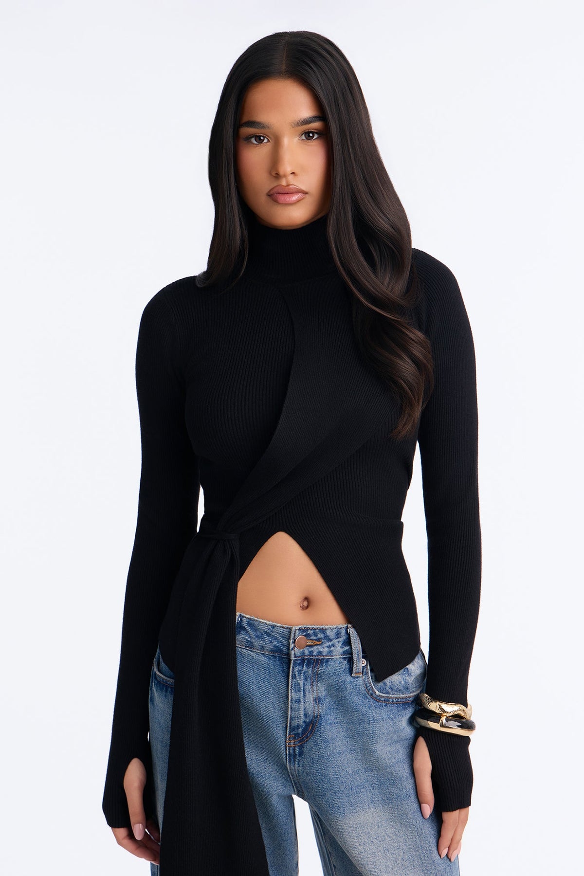 Loved Within Drape Pullover Sweater - Black
