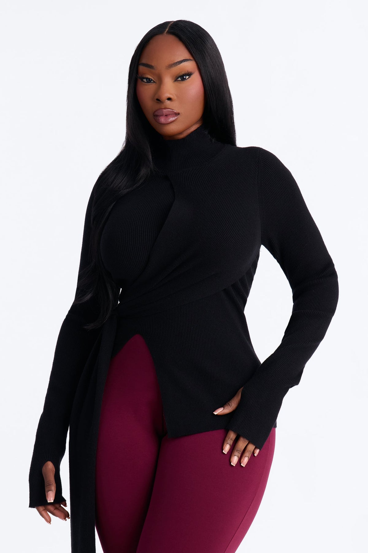 Loved Within Drape Pullover Sweater - Black