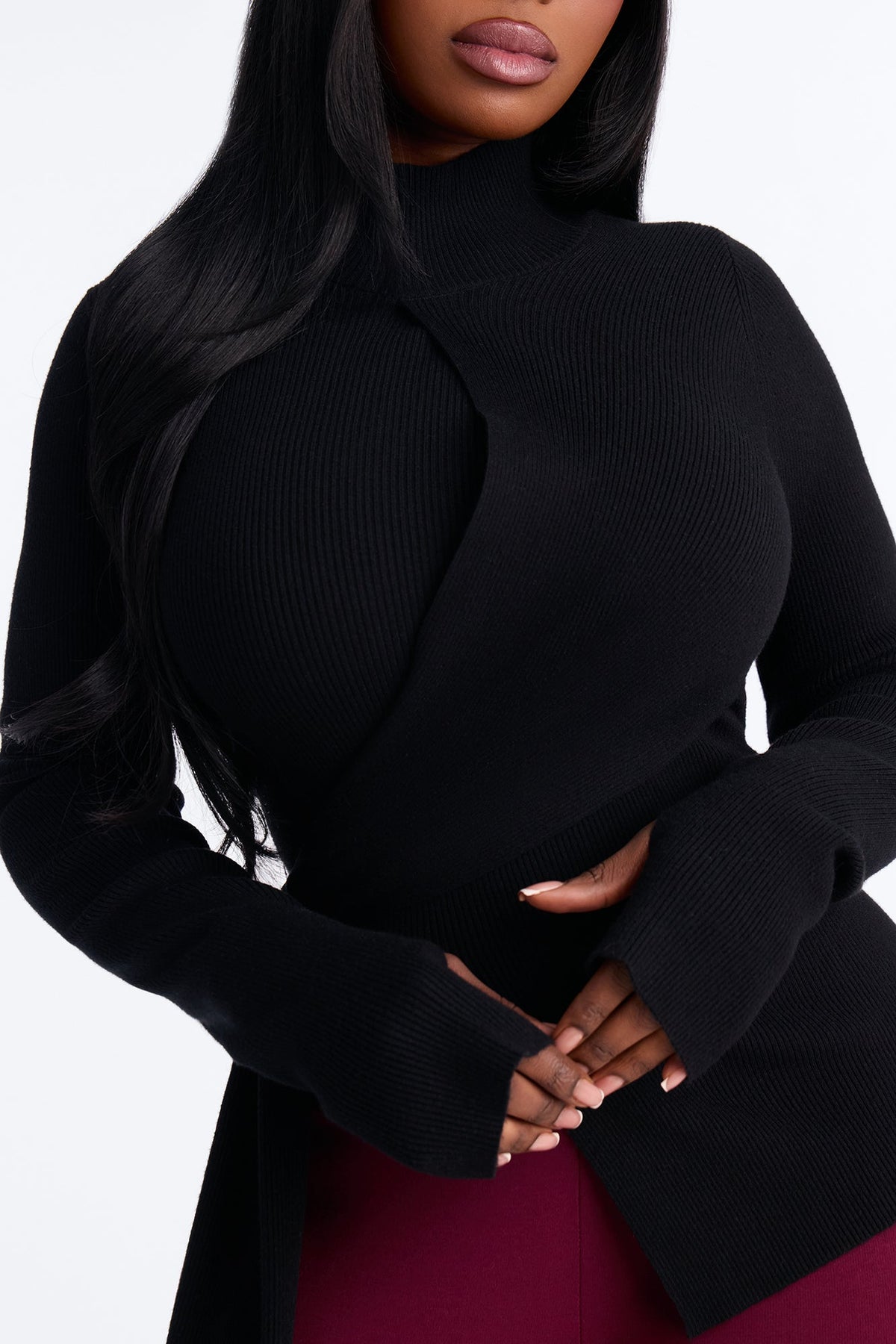 Loved Within Drape Pullover Sweater - Black