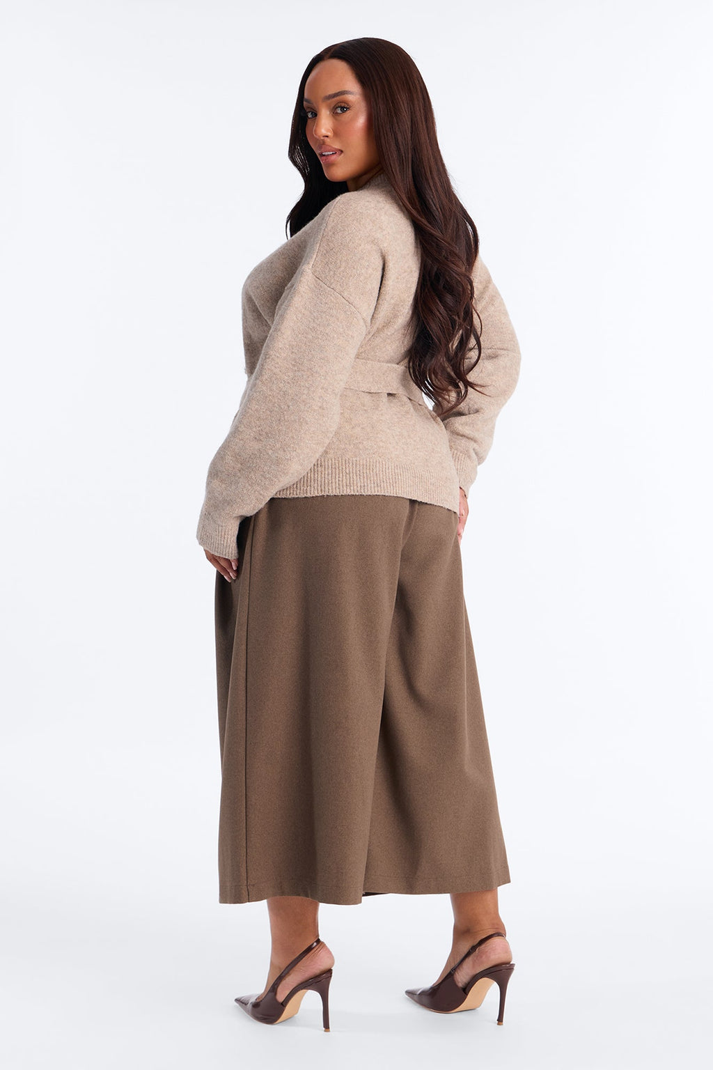Daydreaming Belted Pullover Sweater - Taupe