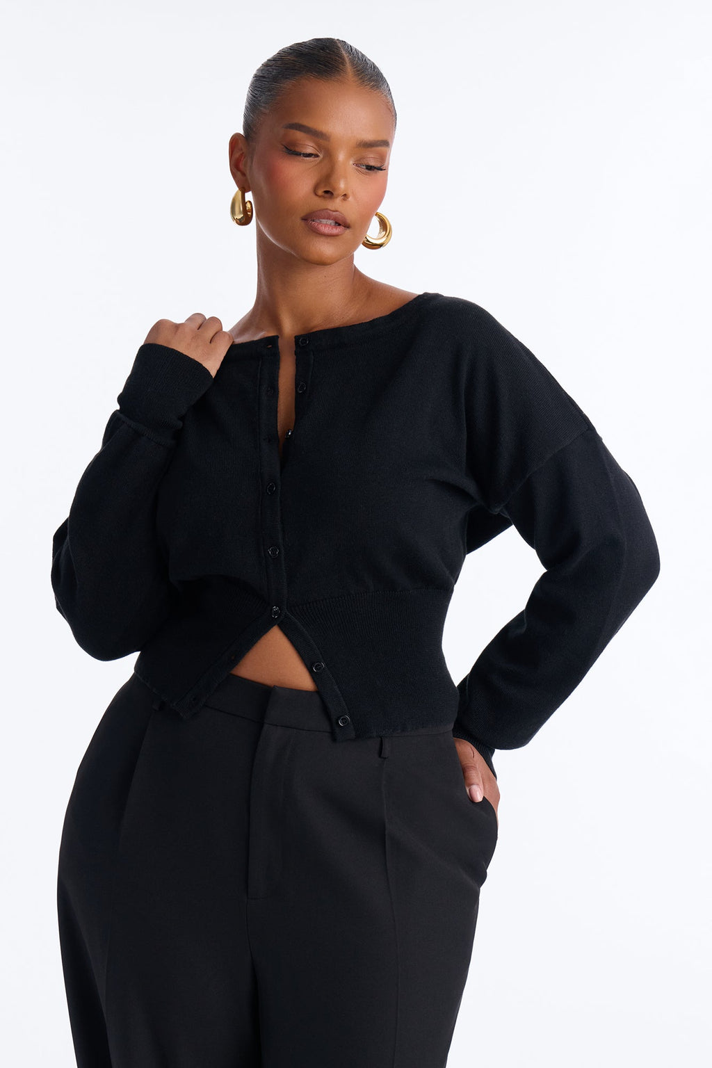 Soft Dreams Button Up Cardigan - Black