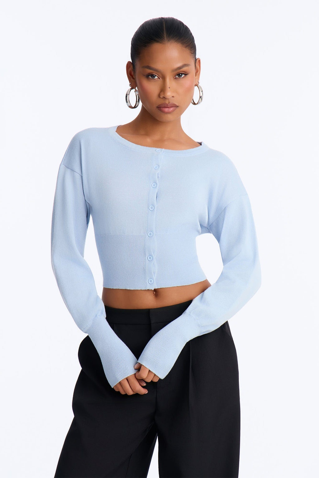Soft Dreams Button Up Cardigan - Dusty Blue