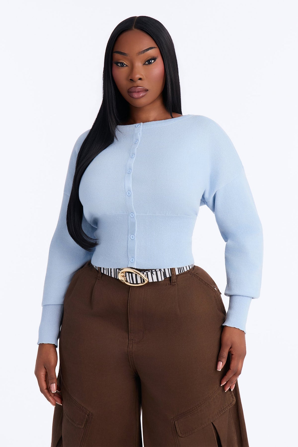 Soft Dreams Button Up Cardigan - Dusty Blue