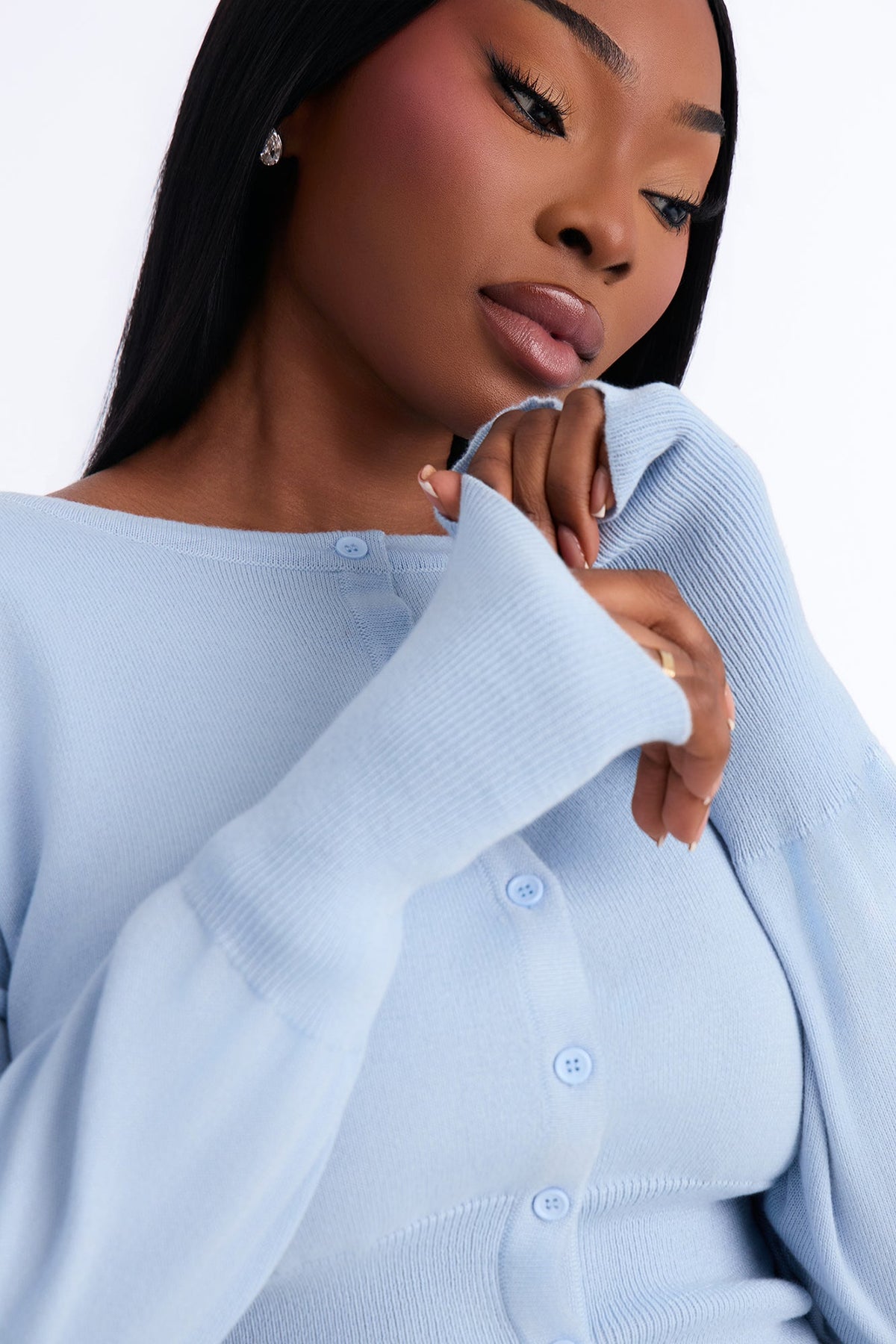 Soft Dreams Button Up Cardigan - Dusty Blue