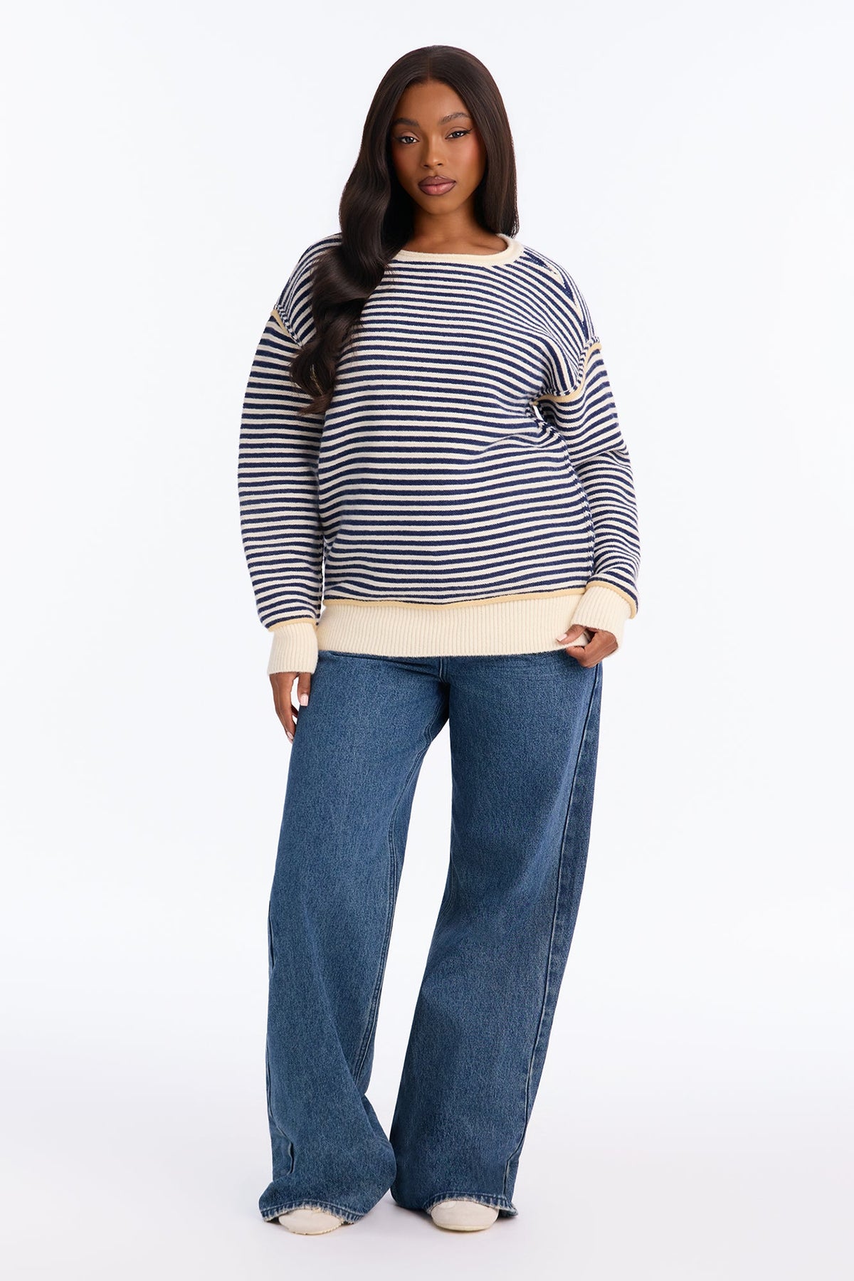 Soft Winds Striped Pullover Sweater - Blue/combo