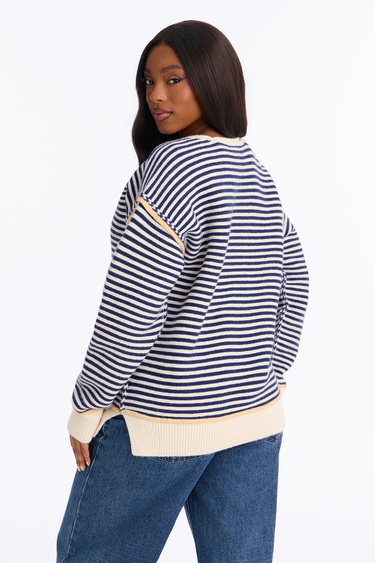 Soft Winds Striped Pullover Sweater - Blue/combo