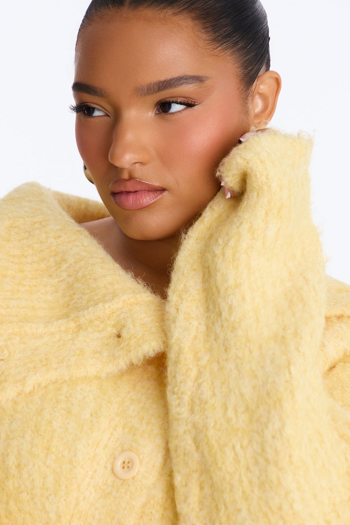 Marcy Mock Neck Oversized Cardigan - Yellow