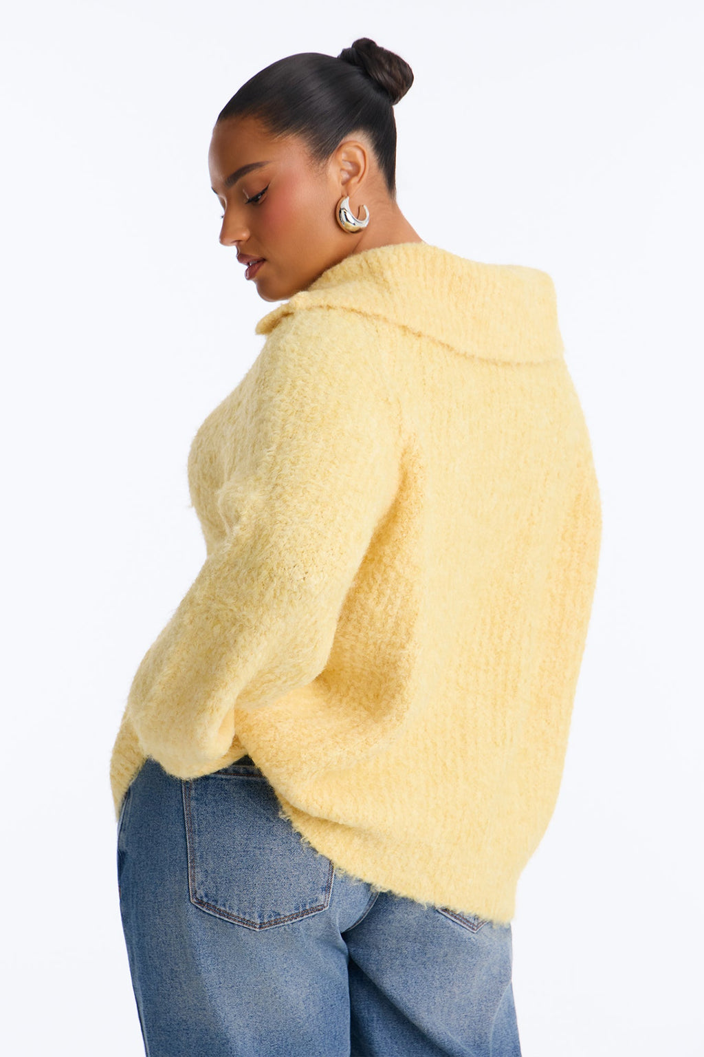 Marcy Mock Neck Oversized Cardigan - Yellow