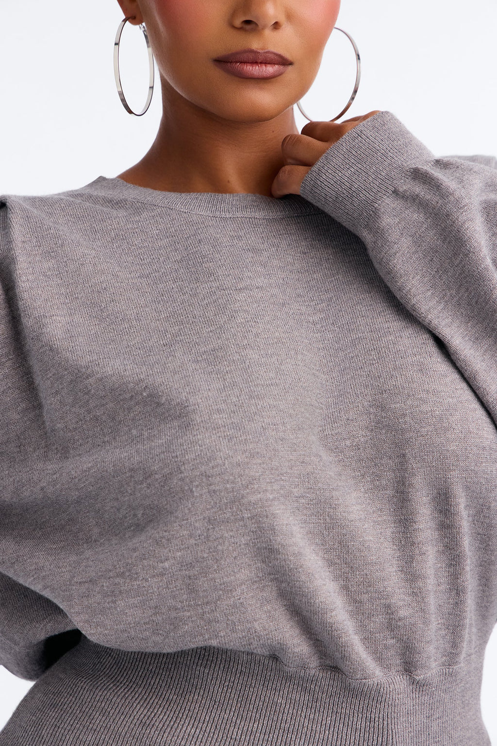 Show It Square Shoulder Pullover Sweater - Charcoal