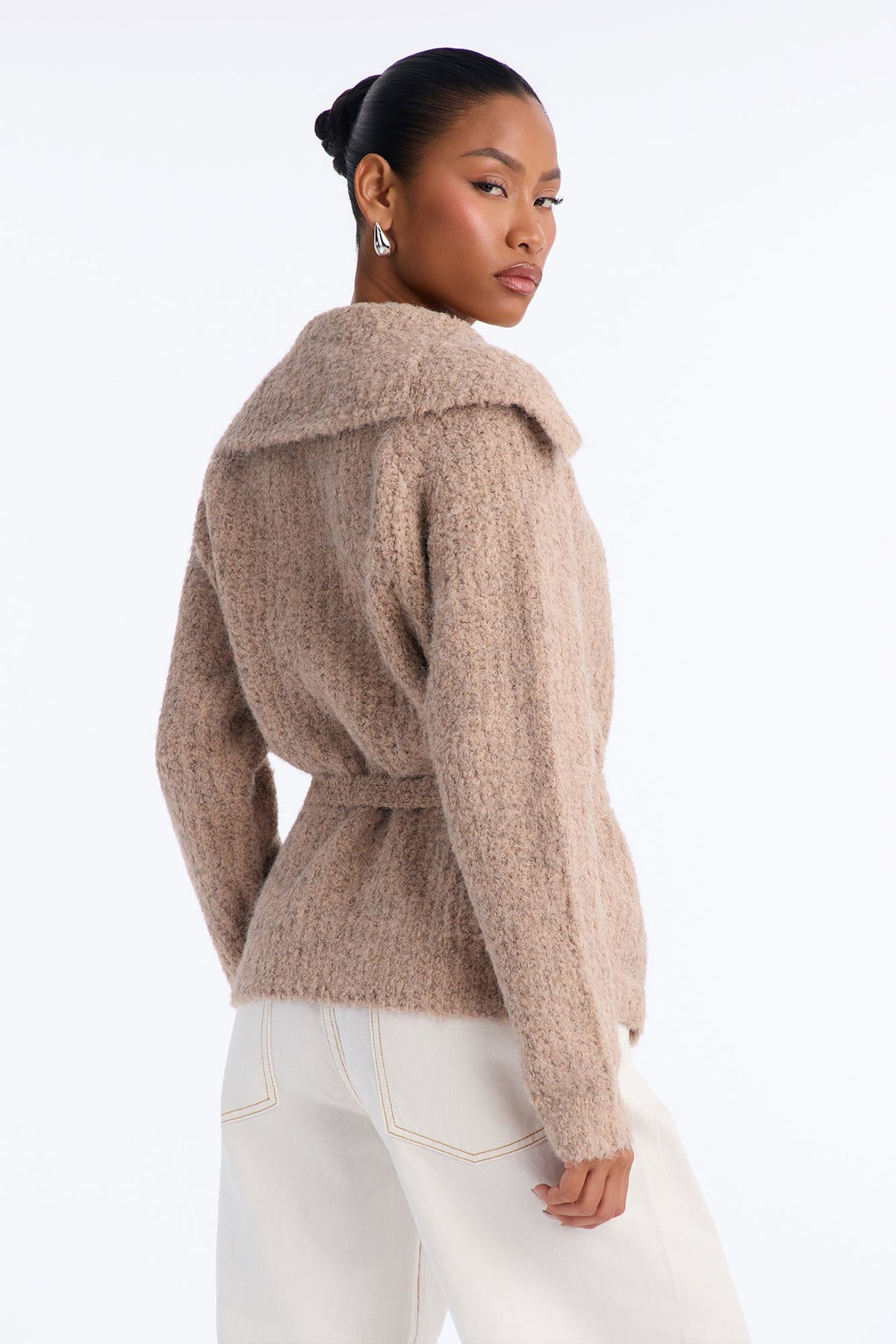 Chai Kiss Chunky Tie Waist Cardigan - Oatmeal