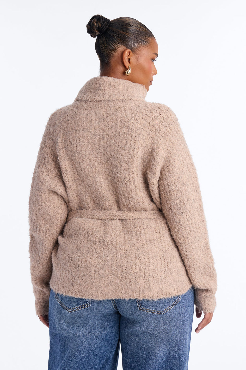 Chai Kiss Chunky Tie Waist Cardigan - Oatmeal