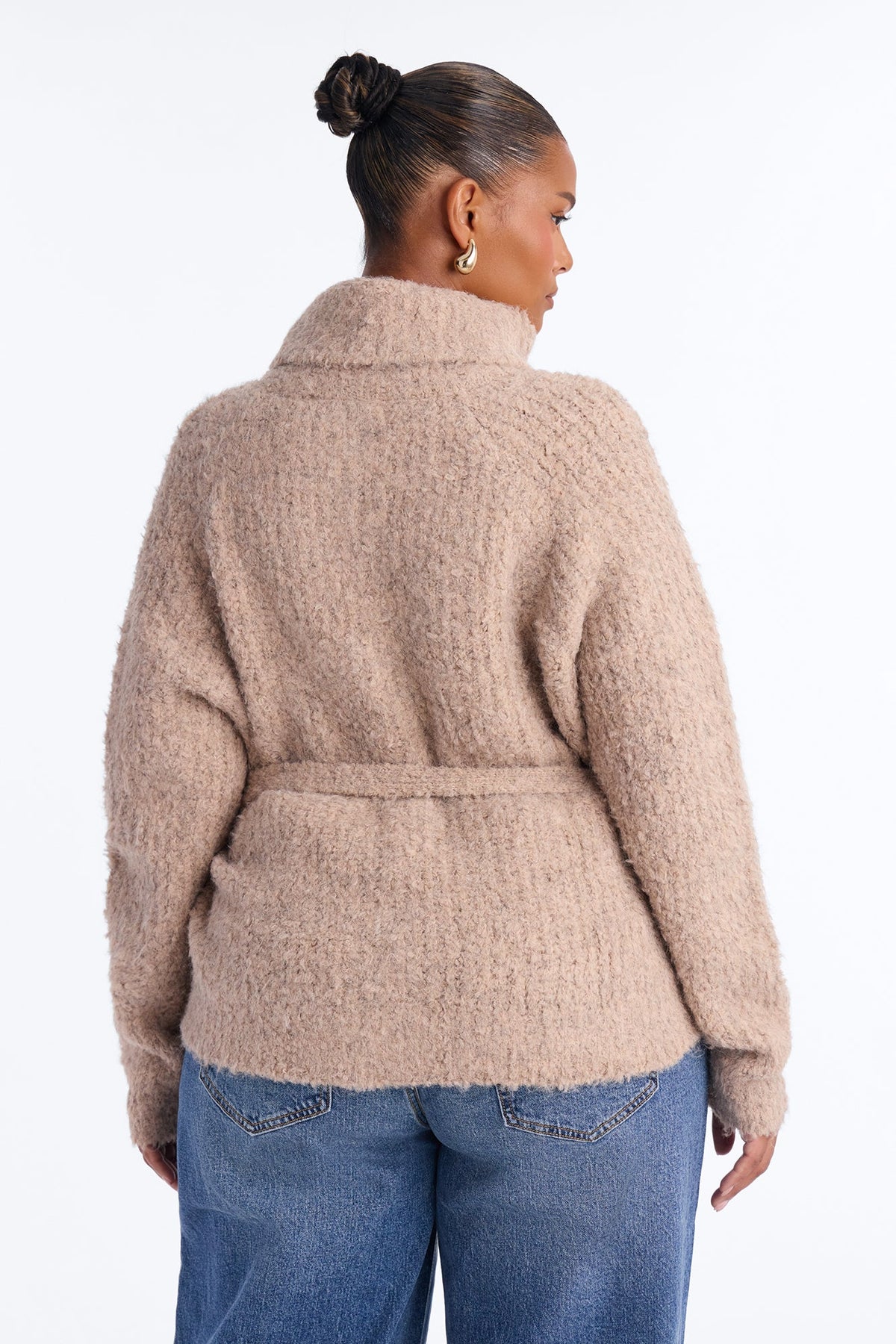 Chai Kiss Chunky Tie Waist Cardigan - Oatmeal