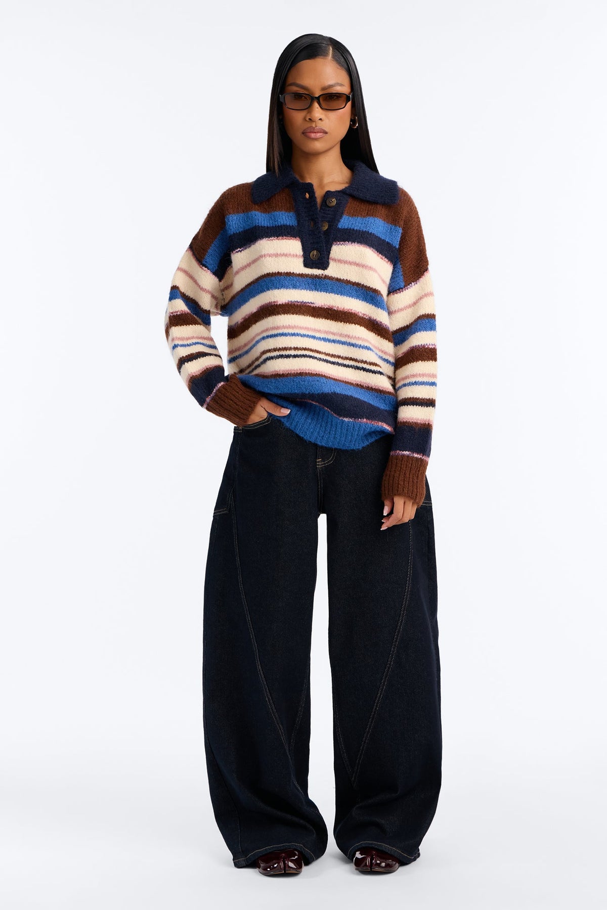 Mandy Striped Pullover Sweater - Blue/combo
