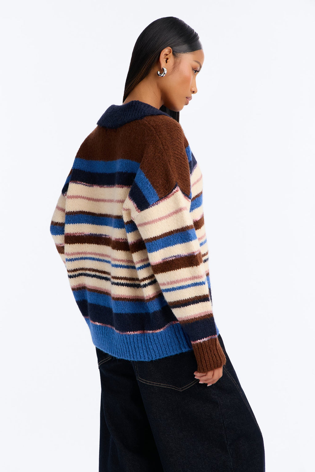 Mandy Striped Pullover Sweater - Blue/combo