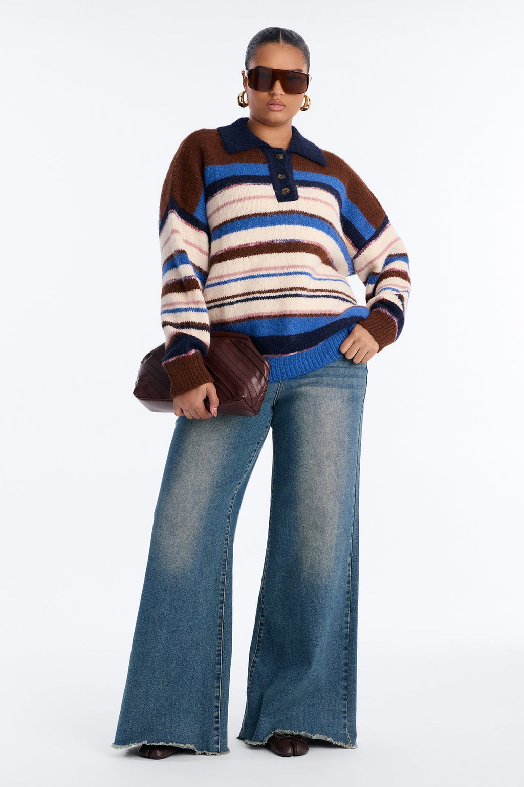 Mandy Striped Pullover Sweater - Blue/combo