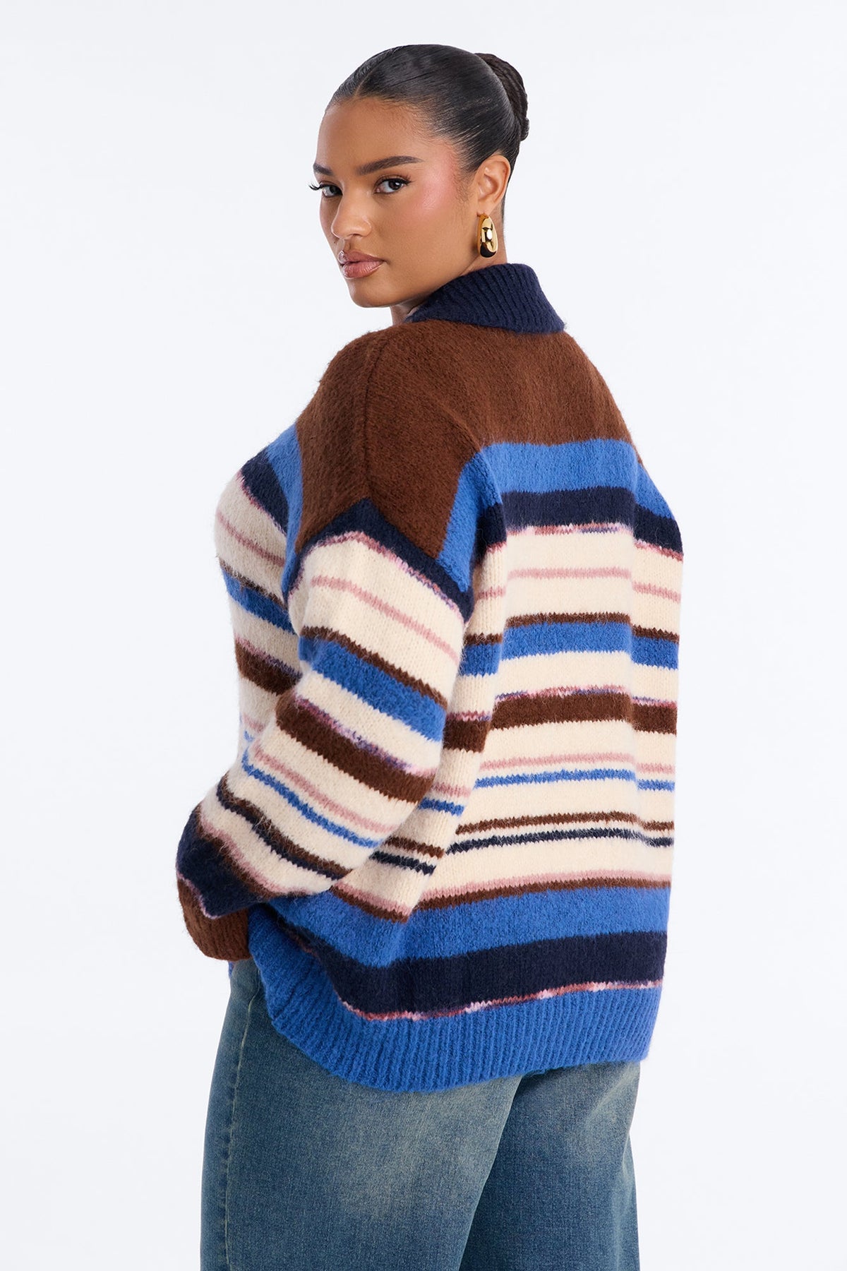 Mandy Striped Pullover Sweater - Blue/combo