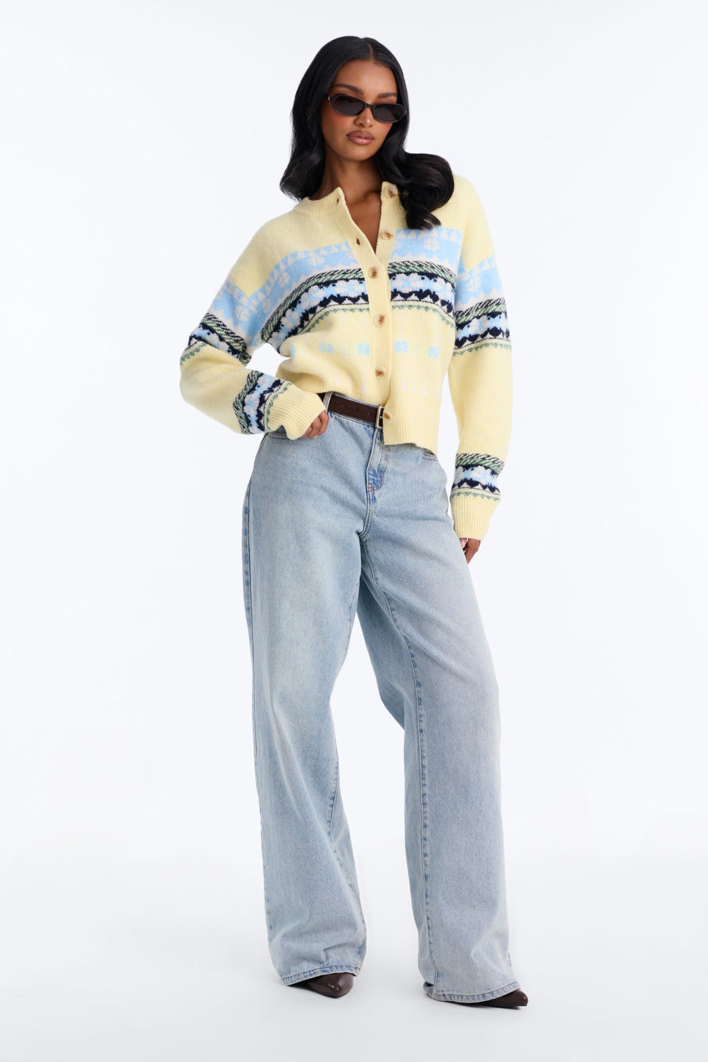 Fall Joy Fair Isle Button Up Cardigan - Butter Yellow
