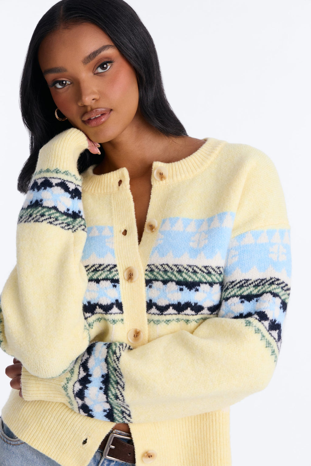 Fall Joy Fair Isle Button Up Cardigan - Butter Yellow