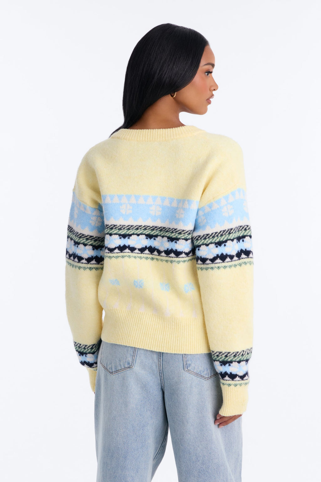 Fall Joy Fair Isle Button Up Cardigan - Butter Yellow
