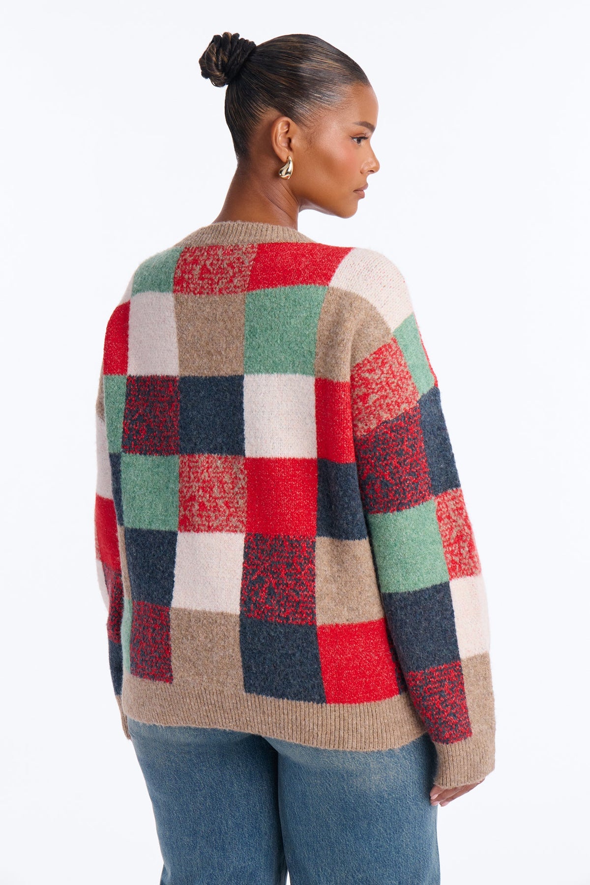 Anya Colorblock Pullover Sweater - Red/combo