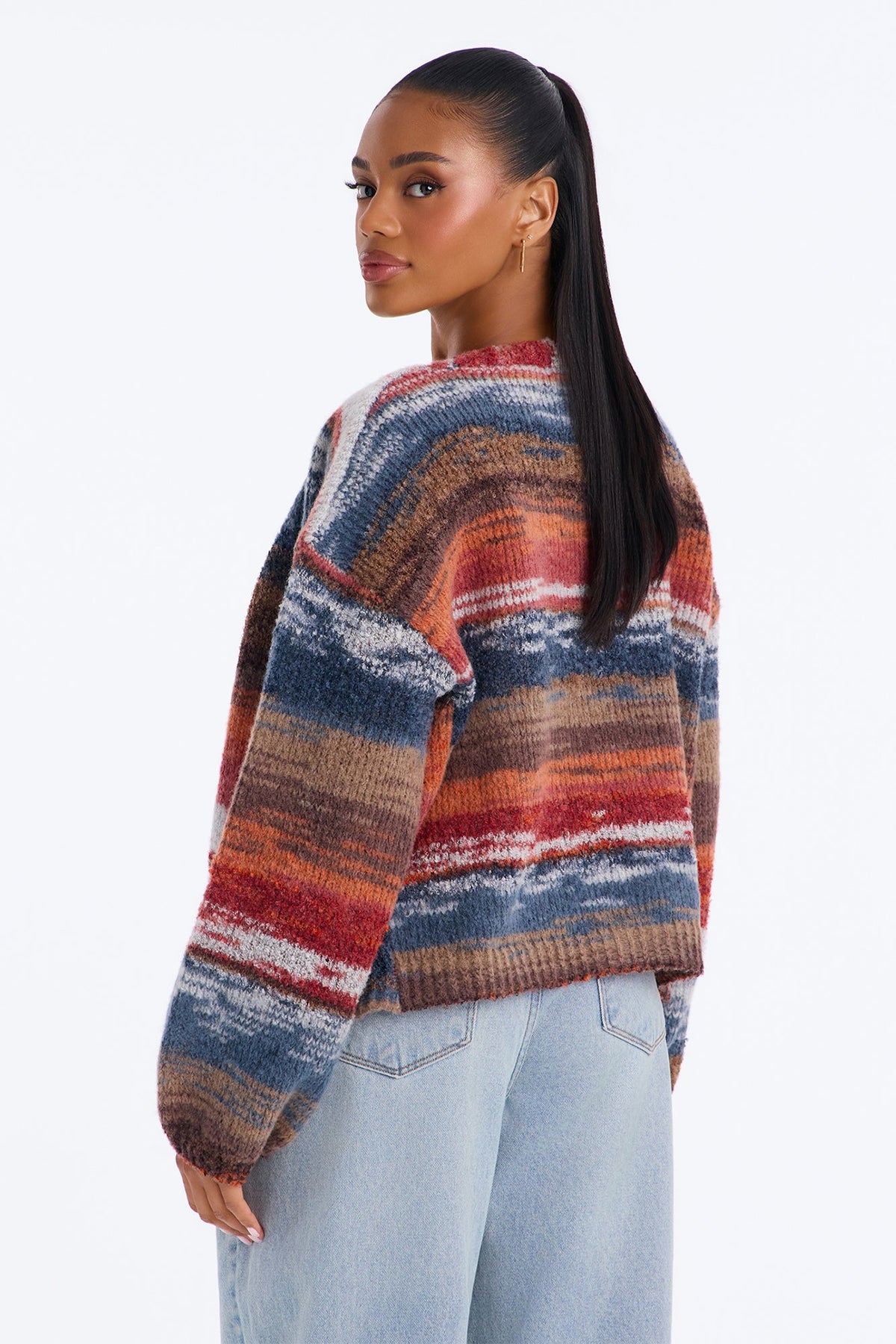 Fall Latte Open Front Cardigan - Rust/combo