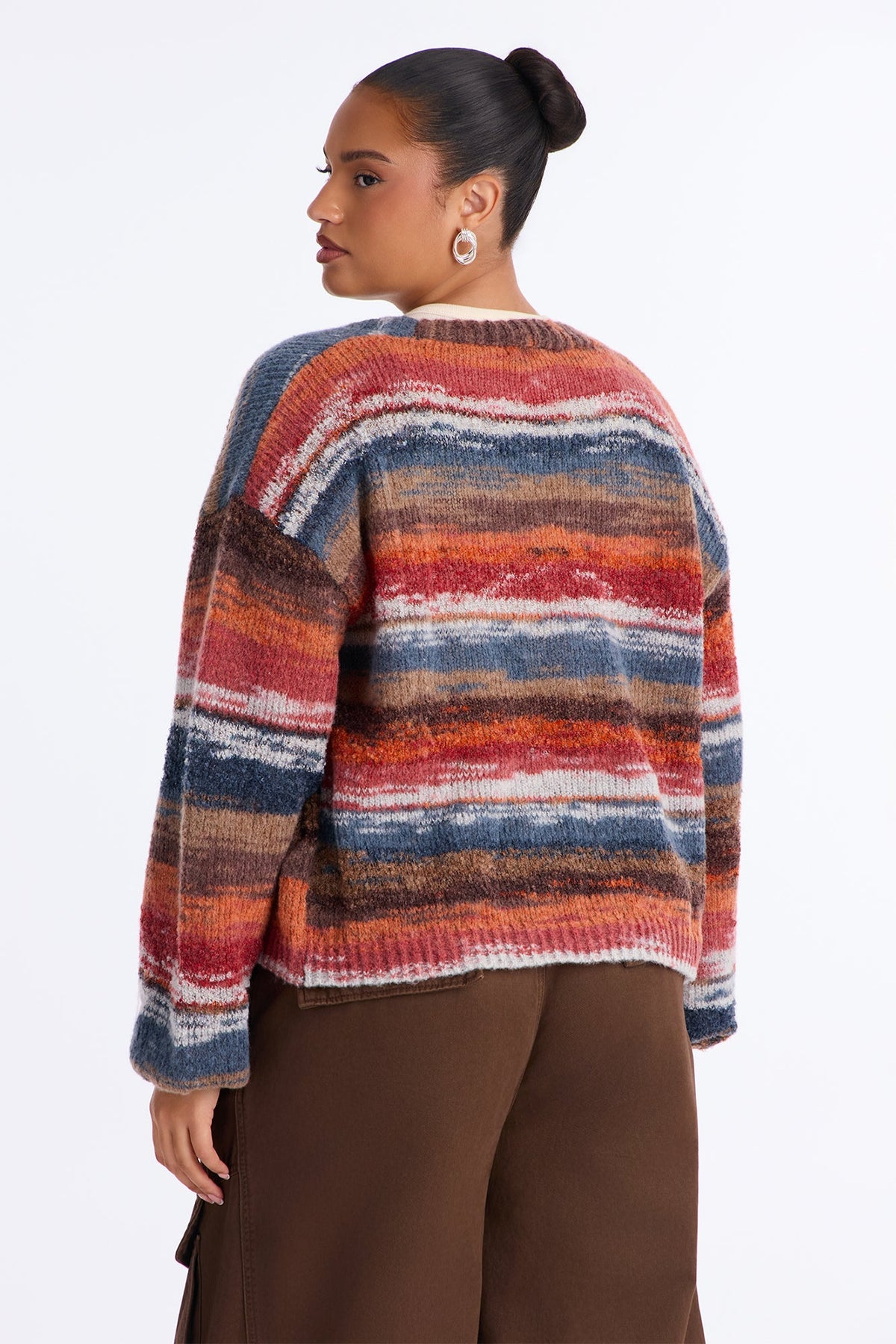 Fall Latte Open Front Cardigan - Rust/combo