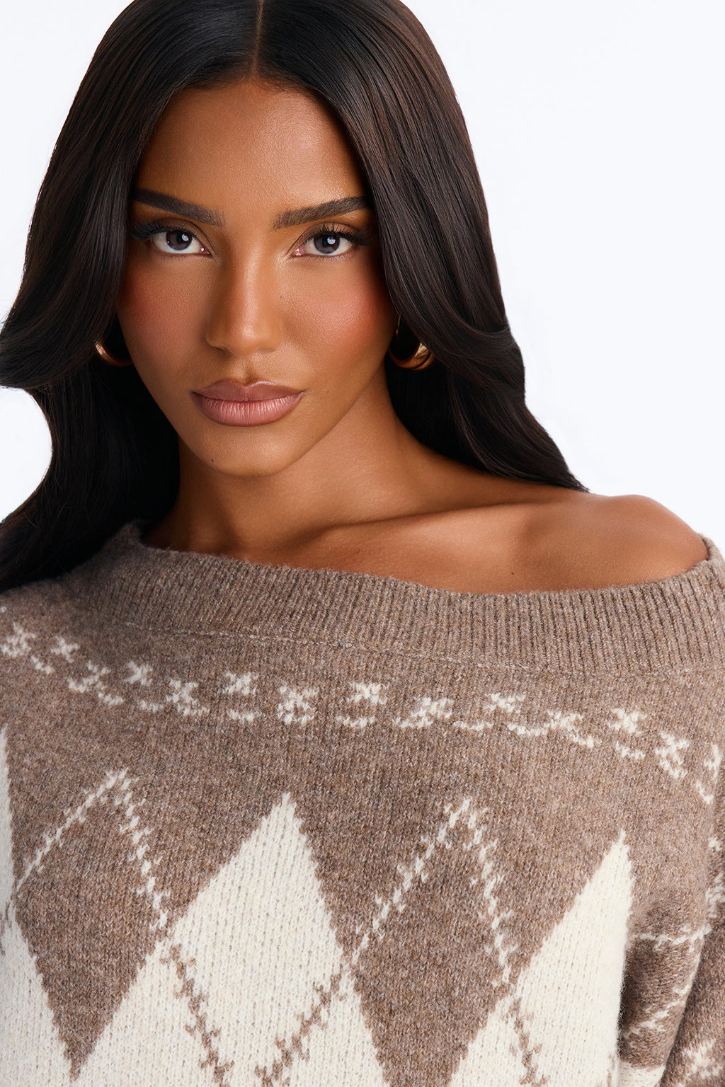 Sophisticated Talks Argyle Pullover Sweater - Brown/combo