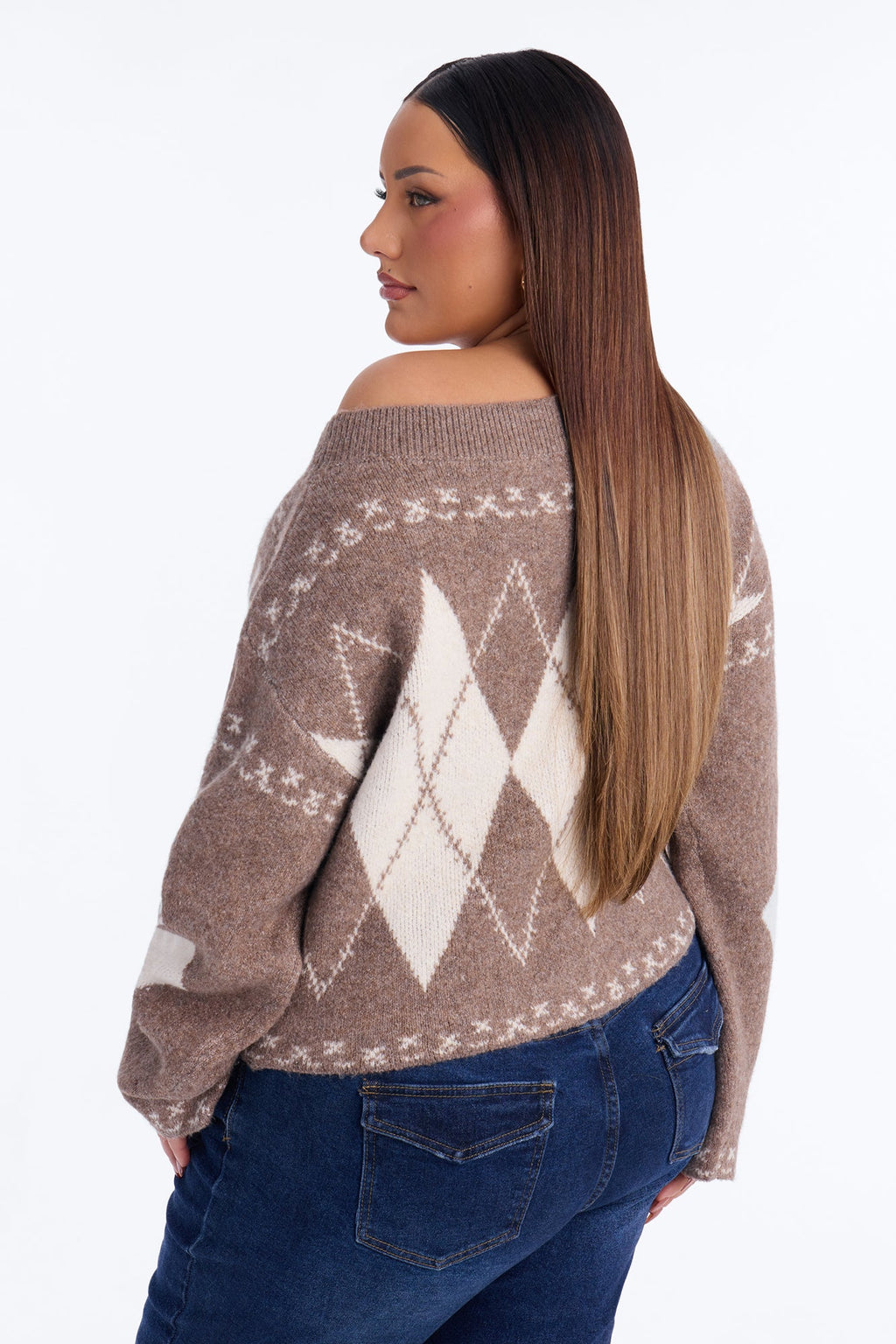 Sophisticated Talks Argyle Pullover Sweater - Brown/combo