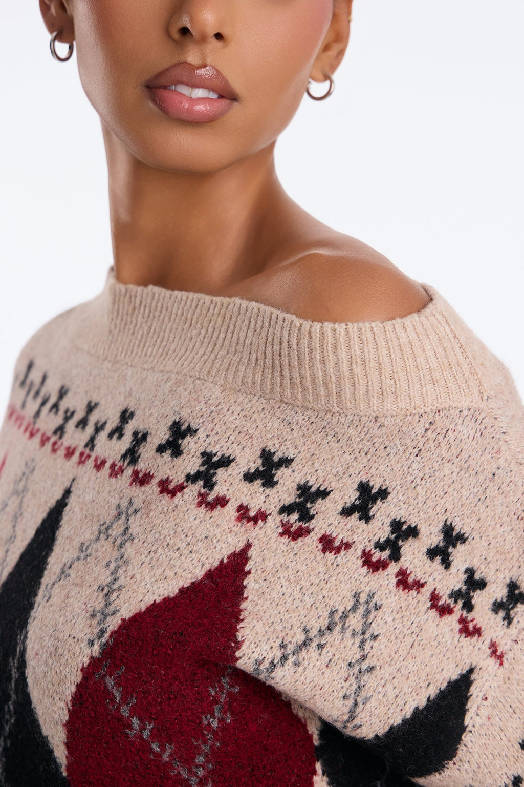 Sophisticated Talks Argyle Pullover Sweater - Taupe/combo