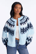 Snow Storm Fair Isle Cardigan - Blue/combo