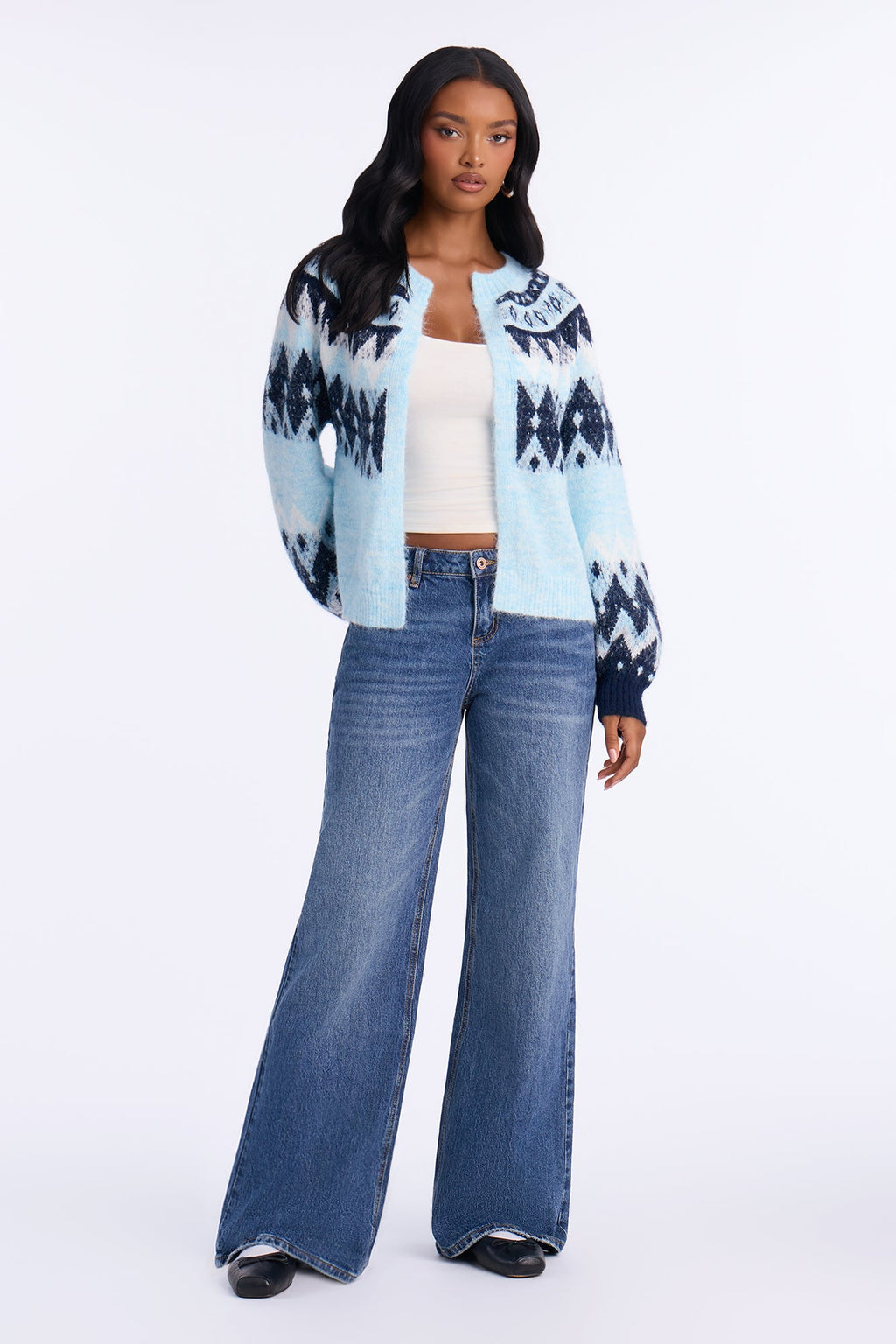 Snow Storm Fair Isle Cardigan - Blue/combo