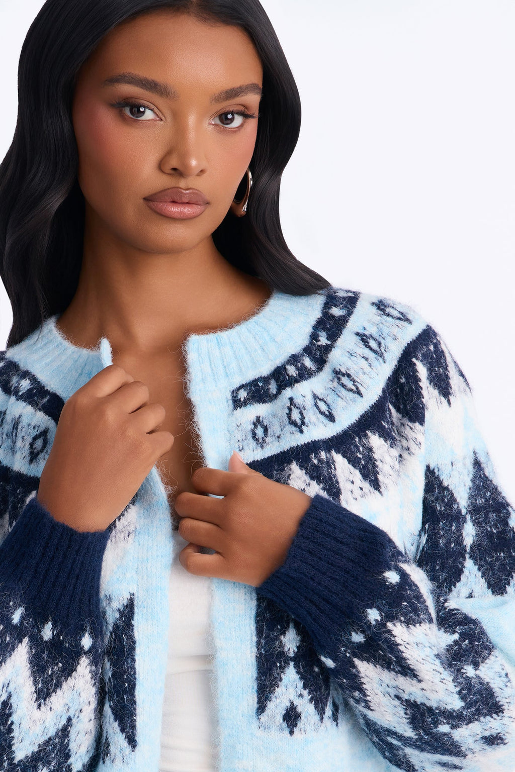 Snow Storm Fair Isle Cardigan - Blue/combo