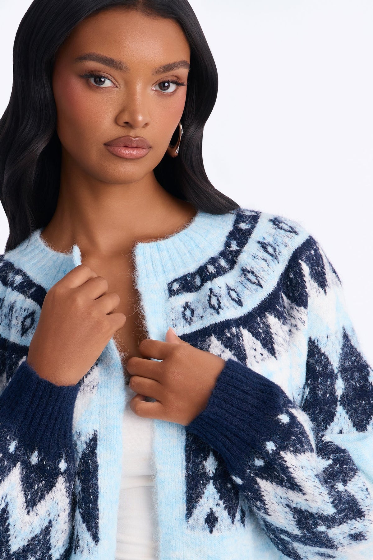 Snow Storm Fair Isle Cardigan - Blue/combo