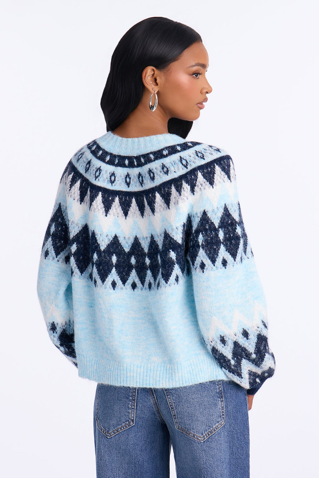 Snow Storm Fair Isle Cardigan - Blue/combo