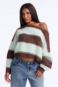 Shady Nights Striped Pullover Sweater - Chocolate/Combo