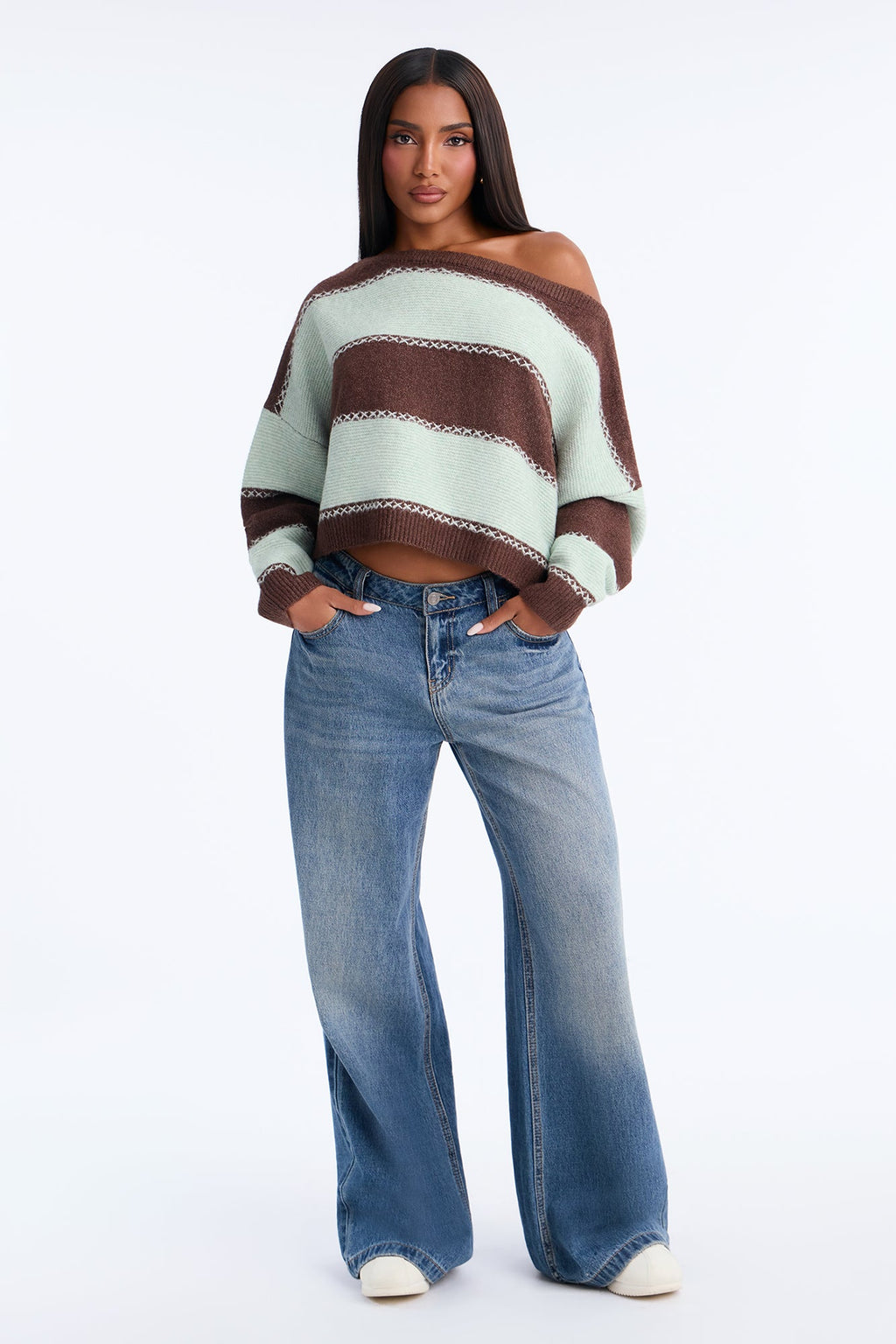 Shady Nights Striped Pullover Sweater - Chocolate/Combo