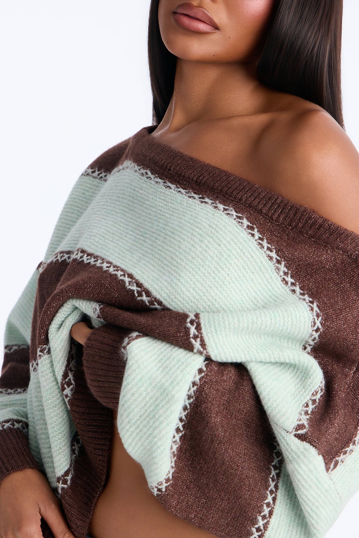 Shady Nights Striped Pullover Sweater - Chocolate/Combo