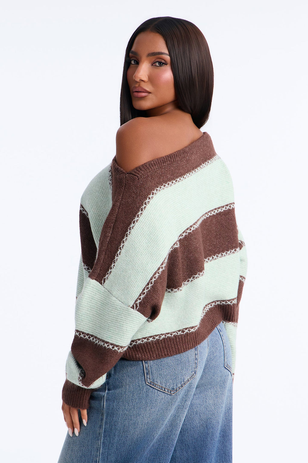Shady Nights Striped Pullover Sweater - Chocolate/Combo