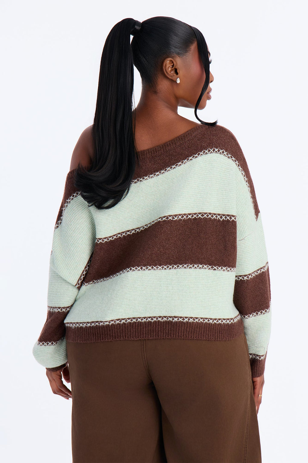 Shady Nights Striped Pullover Sweater - Chocolate/Combo
