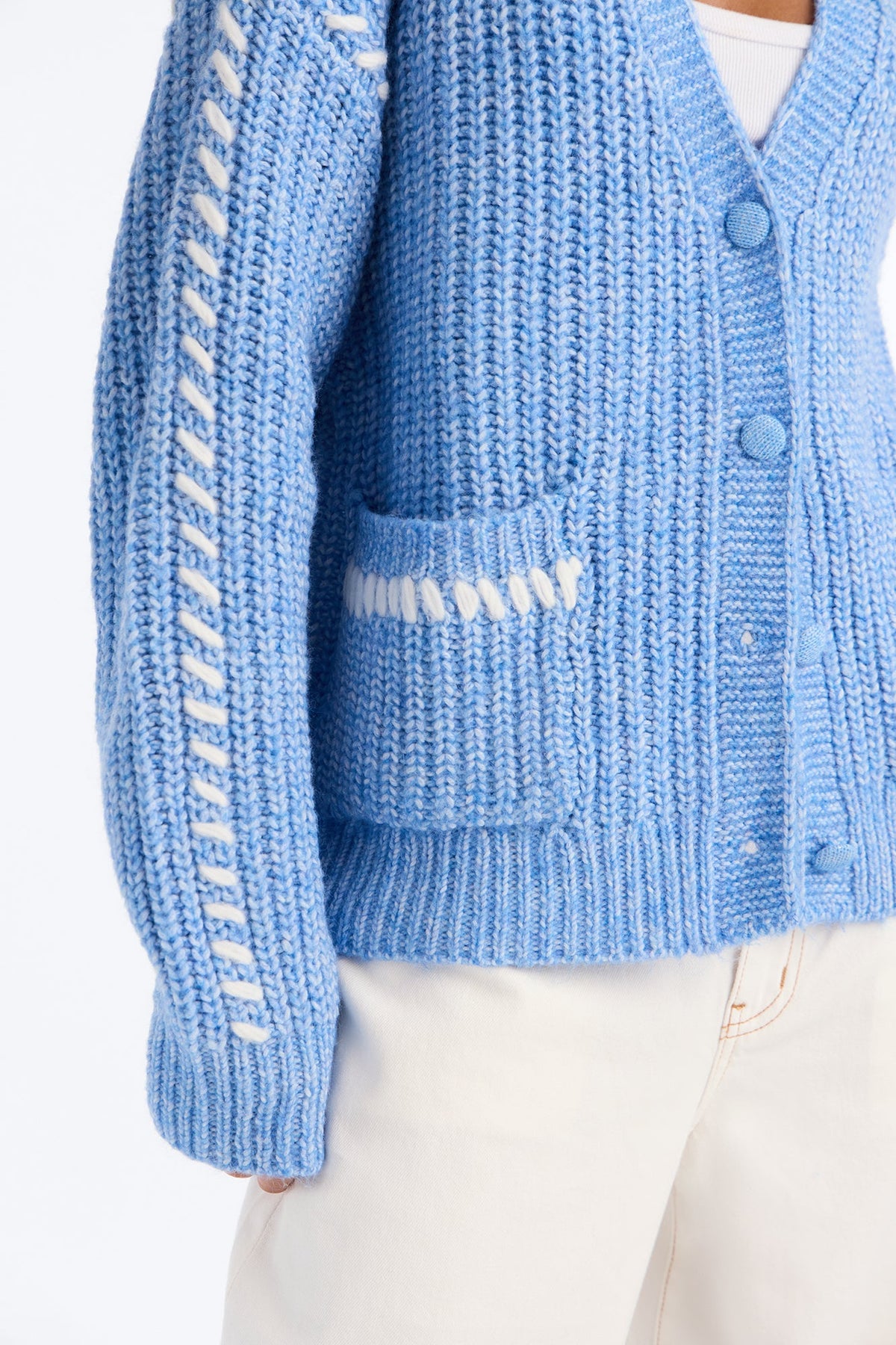 Feeling Blue Chunky Knit Cardigan - Blue